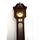 A 19th century banjo barometer with a rosewood case and brass mounts, h.