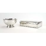 A silver sugar bowl of typical form, maker RC, London 1937, d. 9.5 cm, 2.