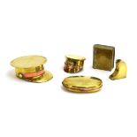 Trench Art: a brass and copper snuff in the form of an officer's cap together with three similar