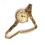 A ladies part 9ct yellow gold manual wind wristwatch,