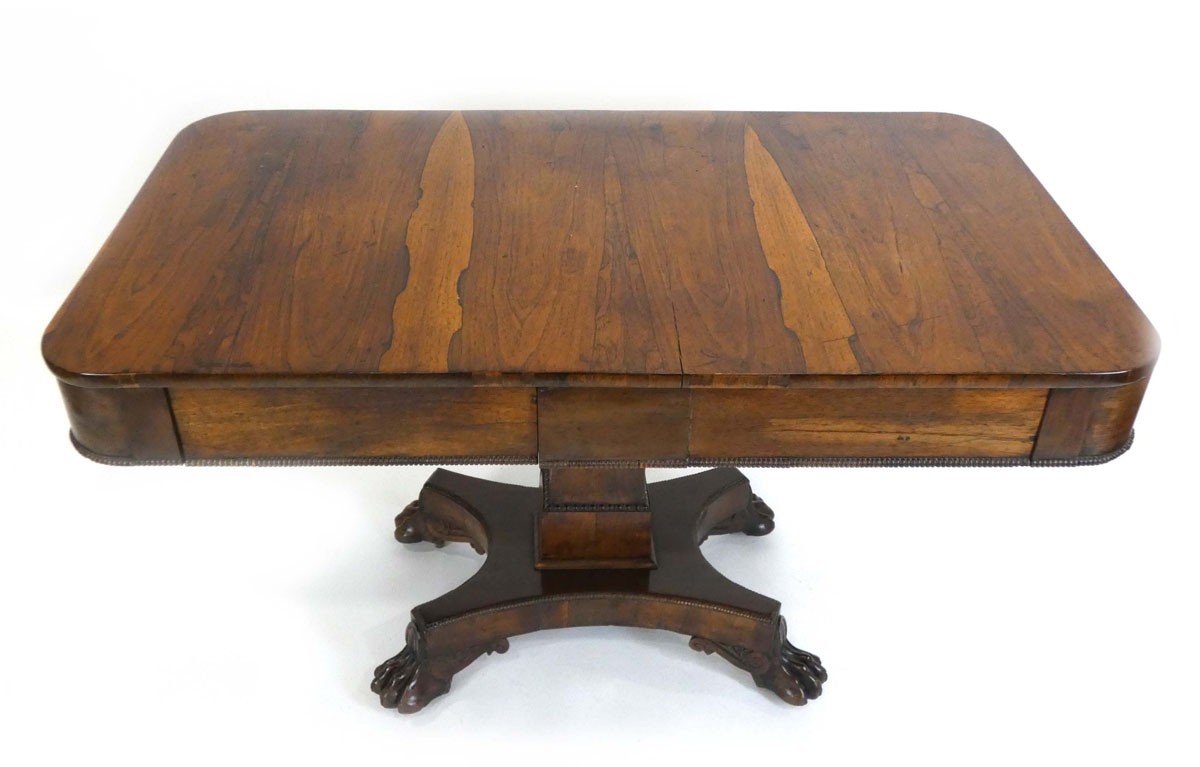 A Regency rosewood centre/side table with rounded edges, two frieze drawers, - Image 2 of 3