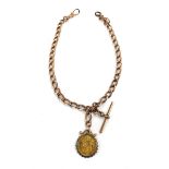 A 9ct yellow gold curblink watch chain with lobster clasp,