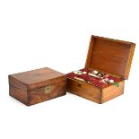 A Victorian mahogany sewing box with a fitted interior, w.