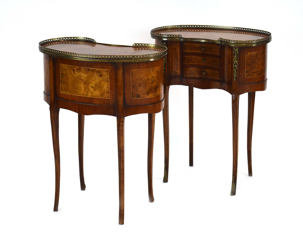 A pair of Louis XV style burr elm, mahogany, - Image 5 of 45