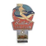 A 1950/60's Butlins Car Club badge with red,