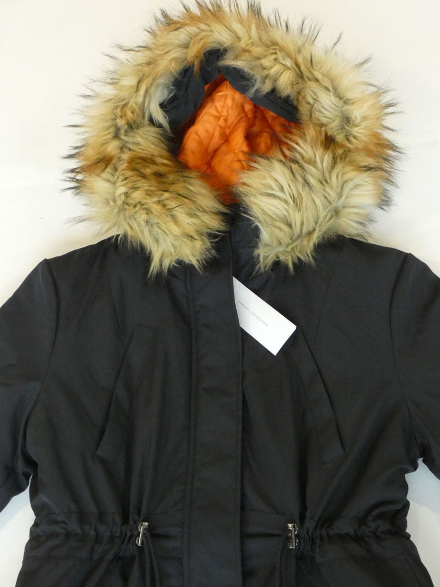 French Connection ladies utility carmen parka faux fur hood coat size 12 - Image 2 of 3