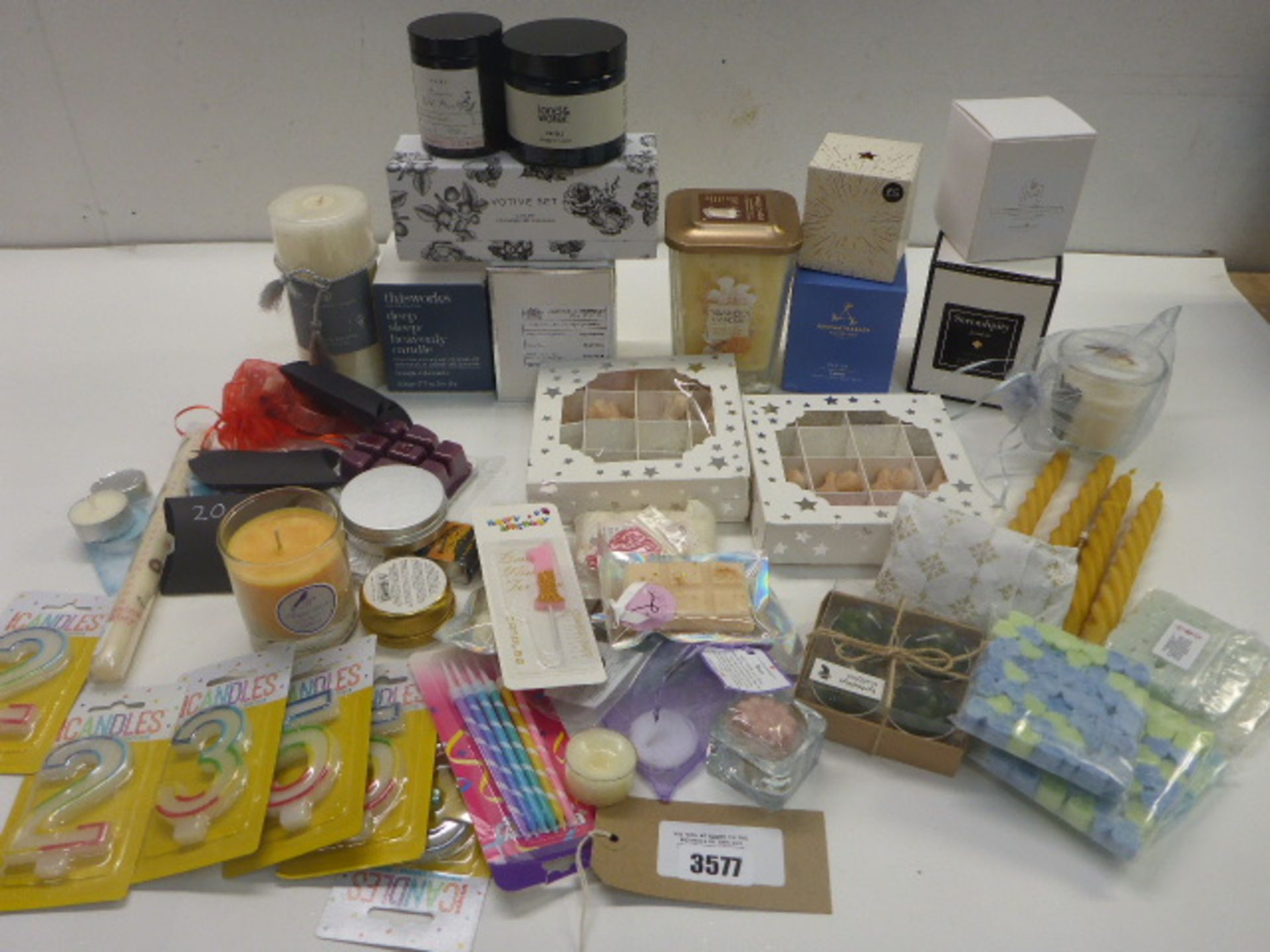 Selection of Yankee, This Works and other scented candles, tea lights and wax melts