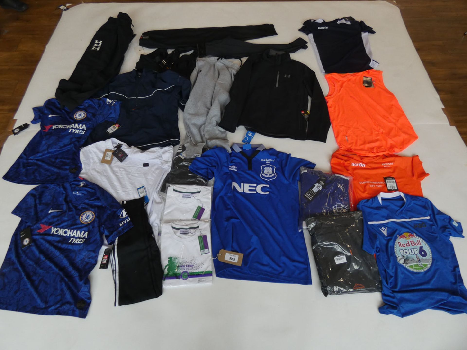 Large selection of sportswear to include Umbro, Nike, Under Armour, etc in various sizes
