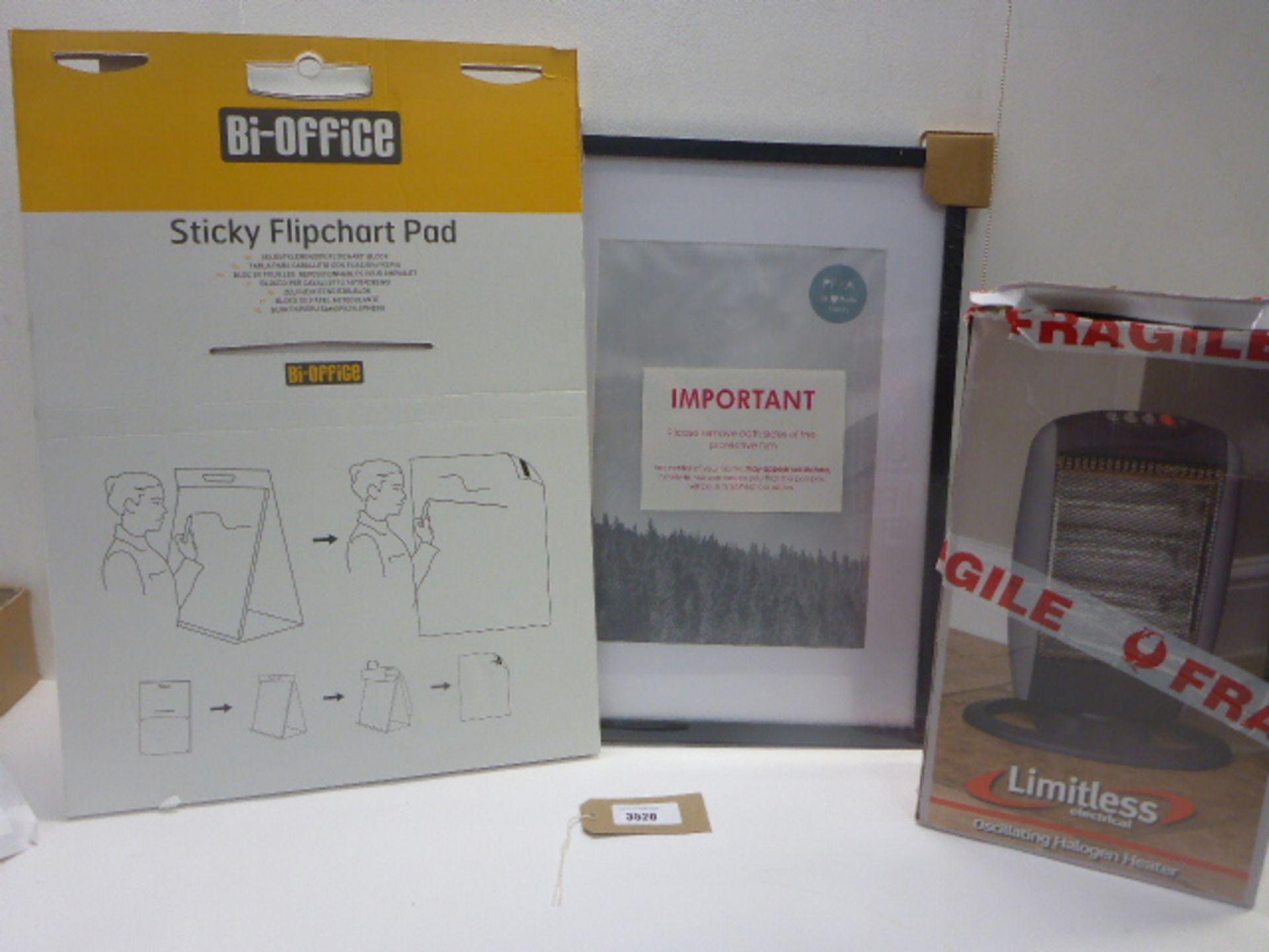 Sticky flit chart pad, Large picture frame and Oscillating halogen heater