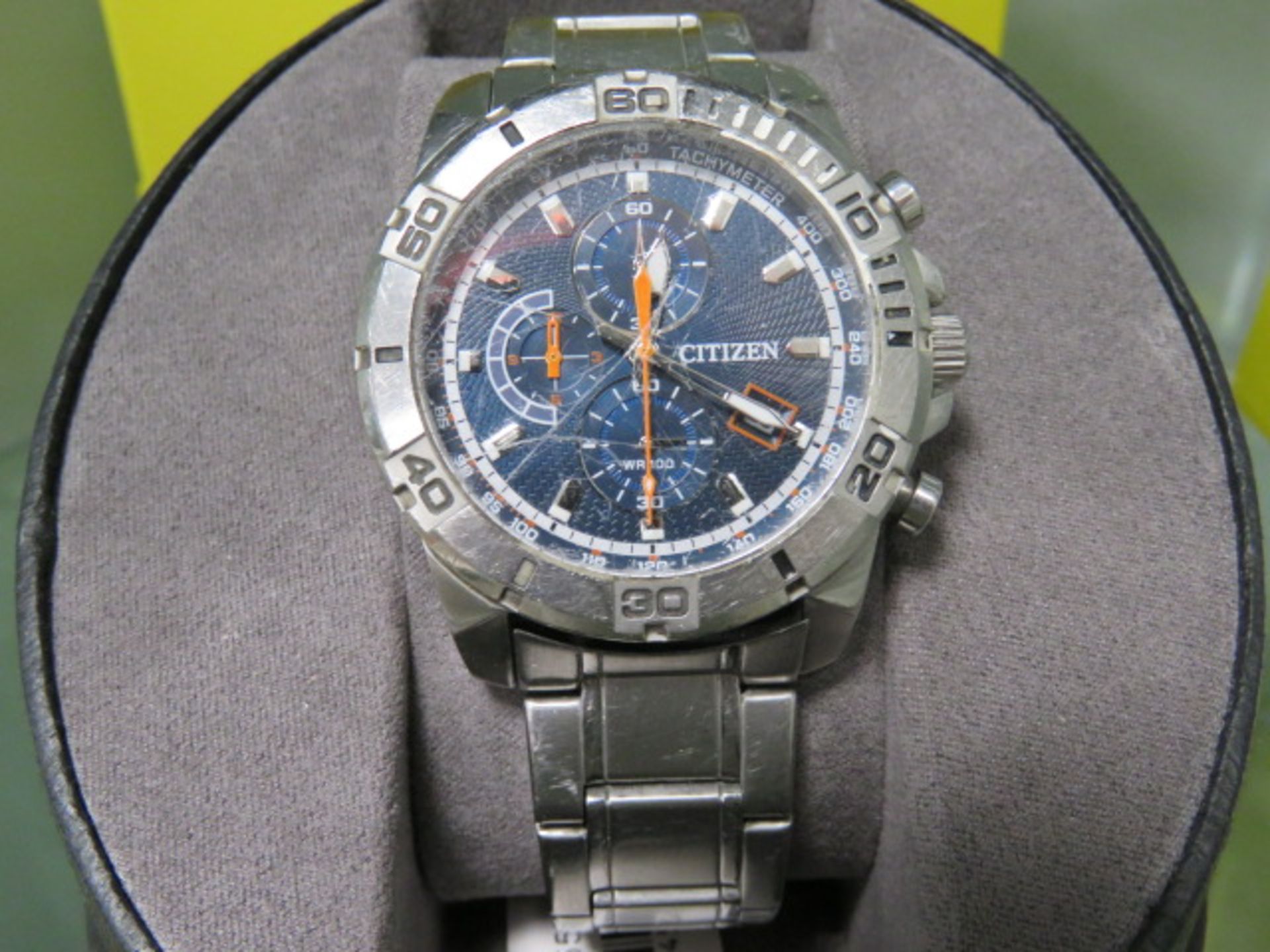 2042 - Citizen chronograph stainless steel strap wristwatch with scratch on glass - Image 2 of 2