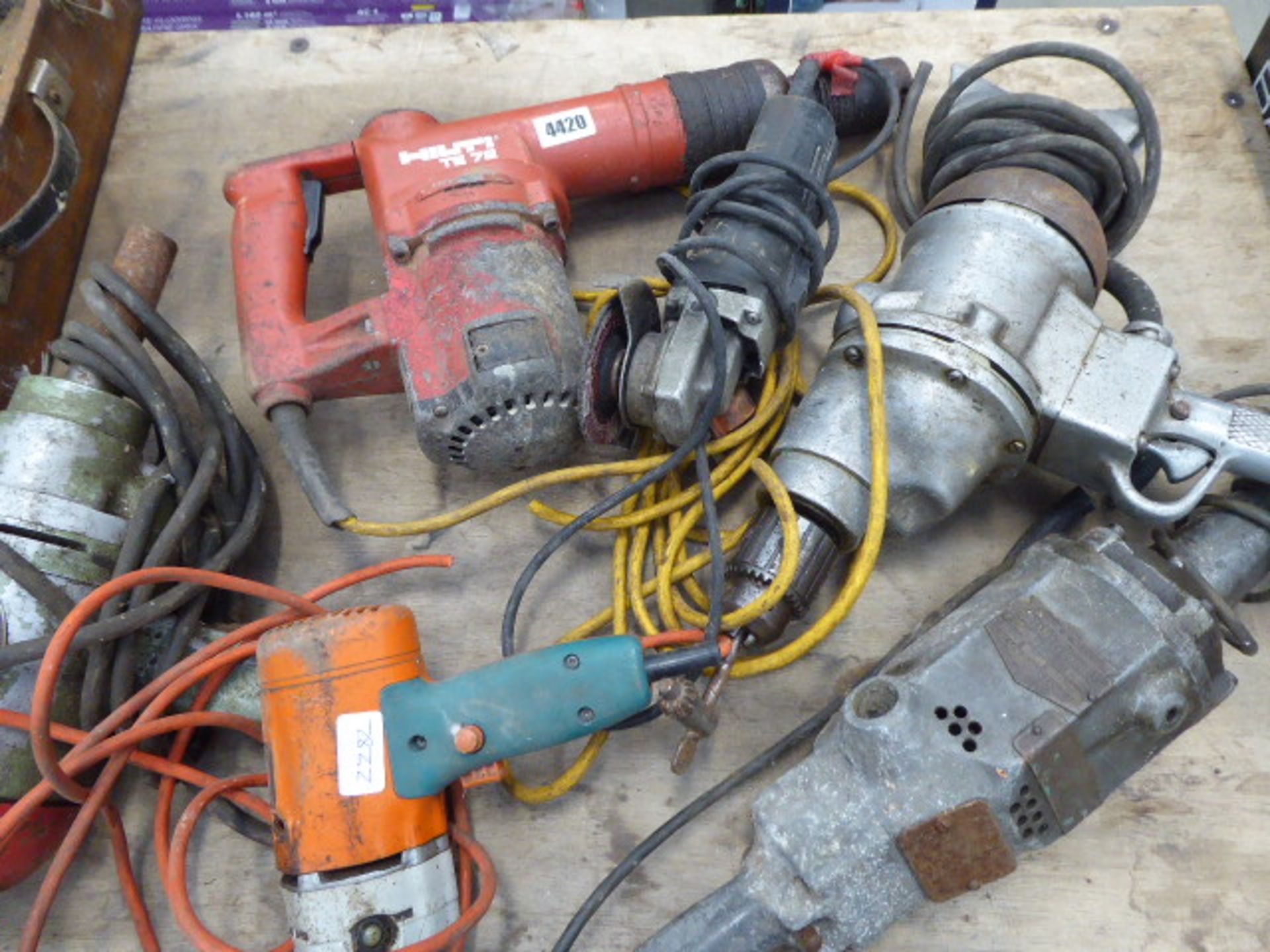 5 assorted heavy duty drills and grinders