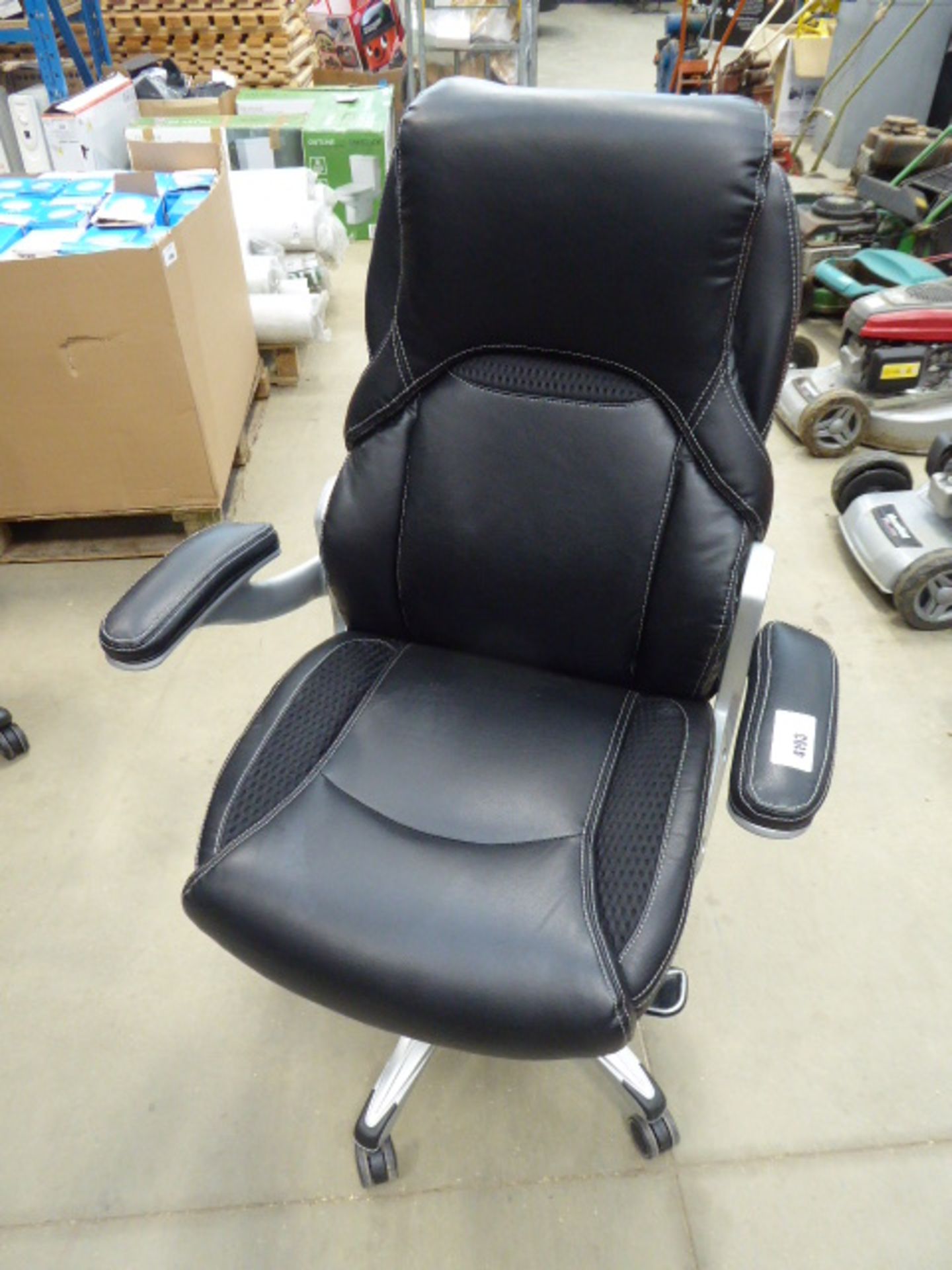 Black high back executive style swivel armchair