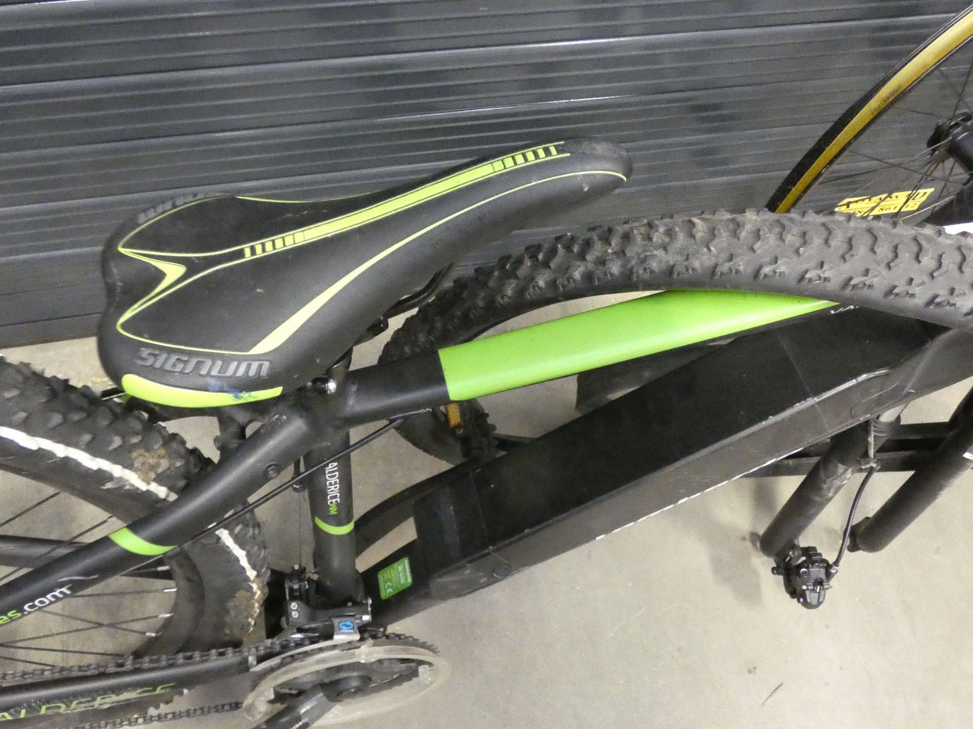 Green and black Lombardo electric mountain bike with battery, no charger, front wheel unattached - Image 4 of 4