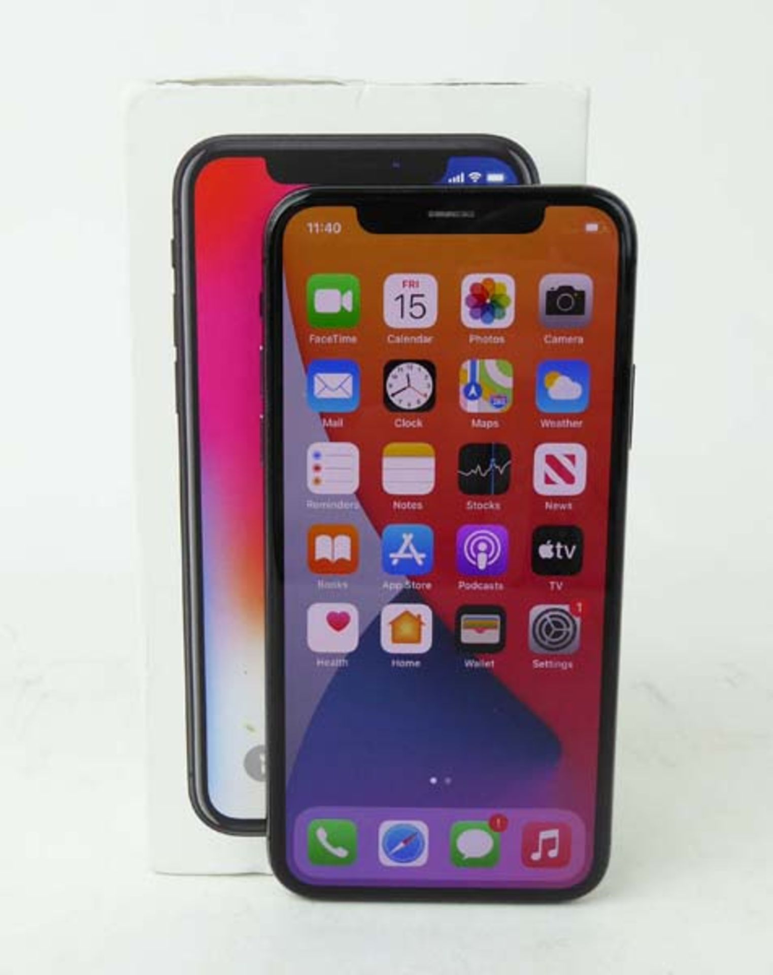 iPhone X 64GB Space Grey smartphone with box (A1901)