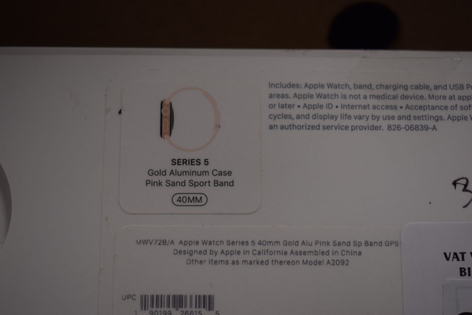 Apple Watch Series 5, 40mm, space grey, aluminium case and pink sand sport band, in box (no psu) - Image 2 of 2
