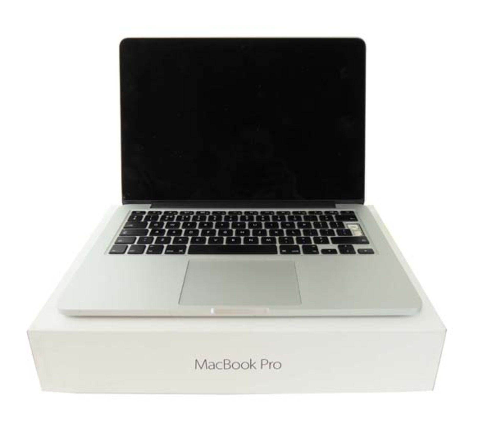 MacBook Pro 13'' laptop with box (A/F: Cracked Screen, Broken Keys, Unable to Restore, No HDD)