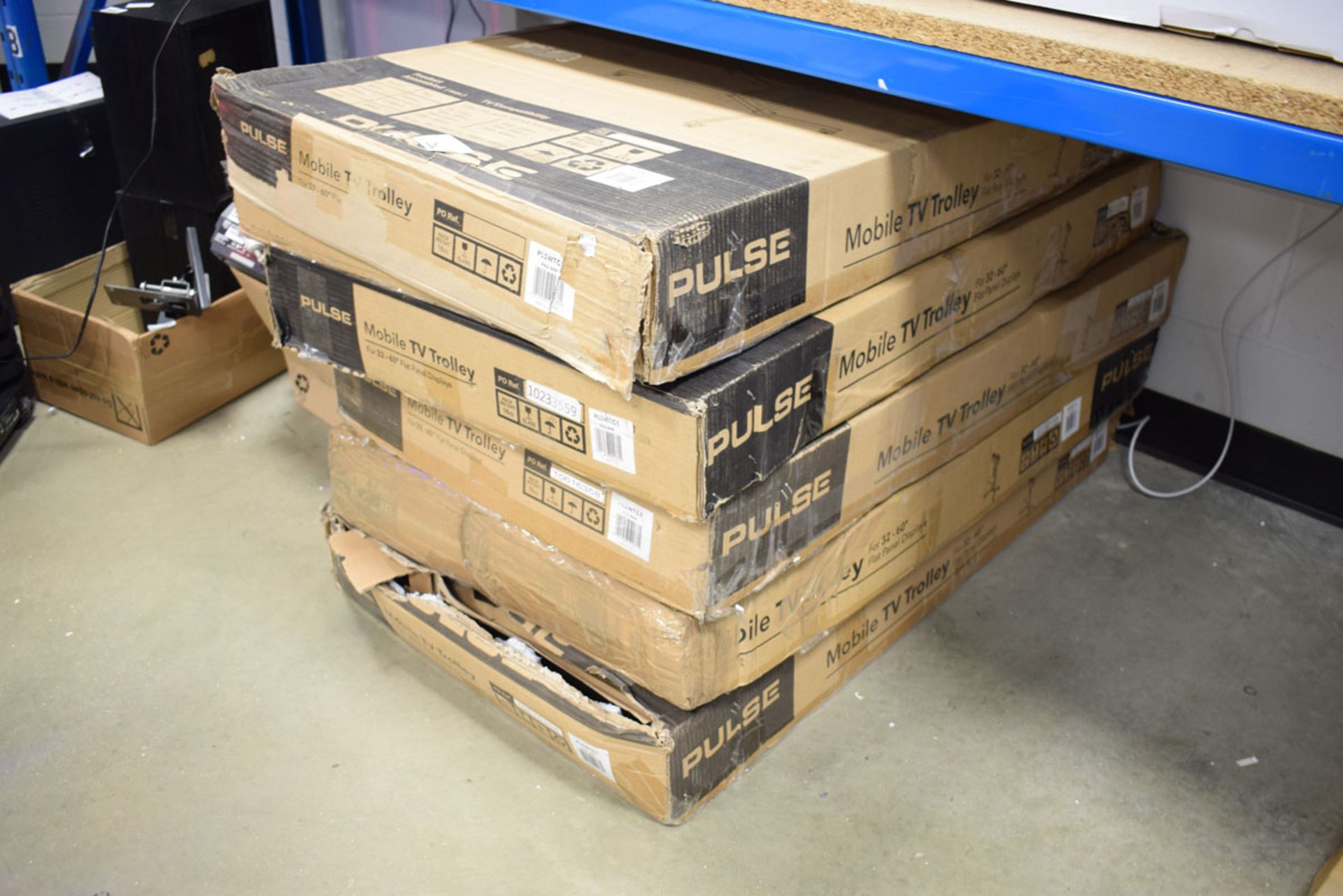 5 Pulse mobile TV trolleys in boxes for 32060'' flat panel displays