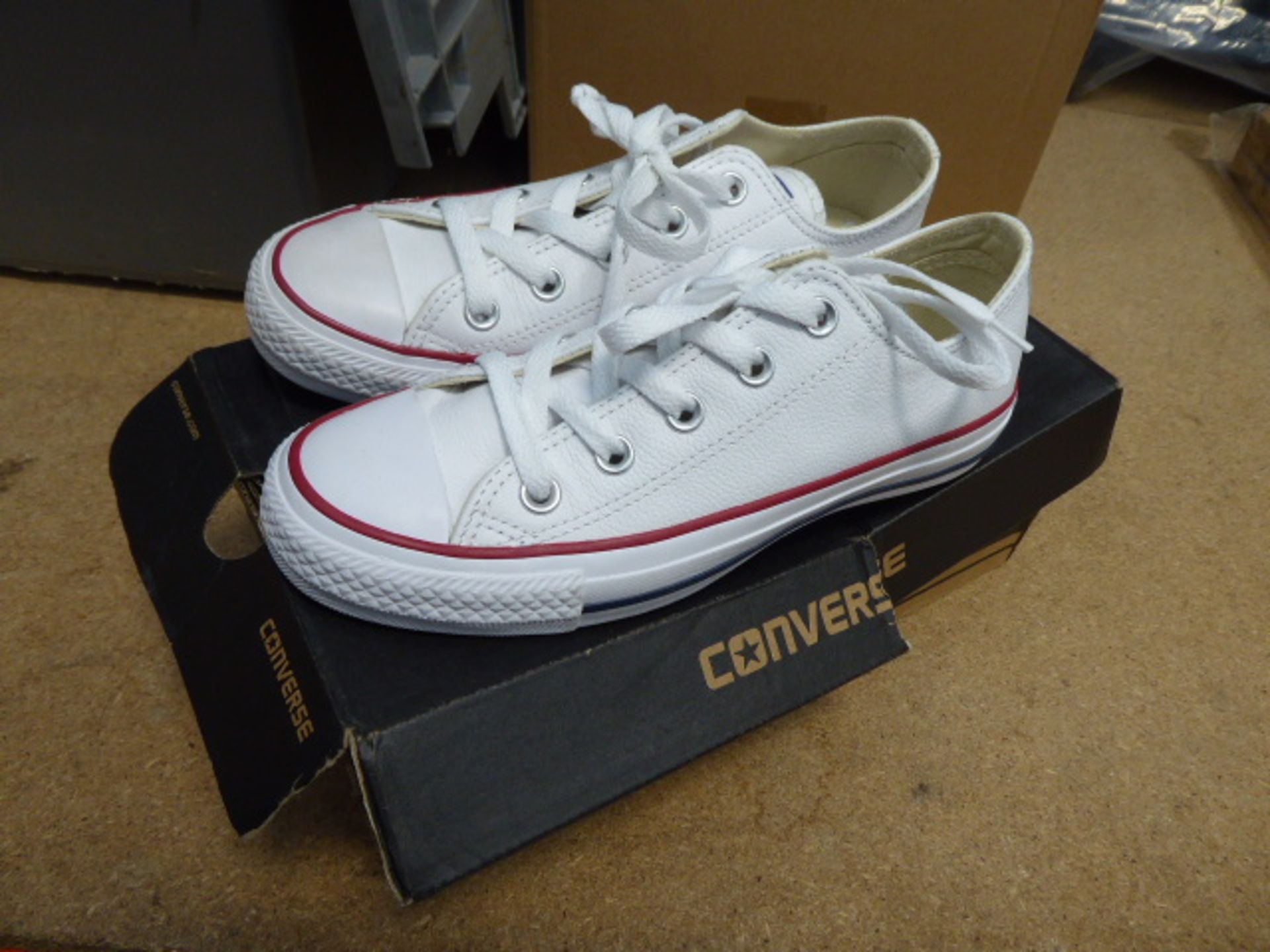 Boxed pair of ladies Converse trainers in white, size 3