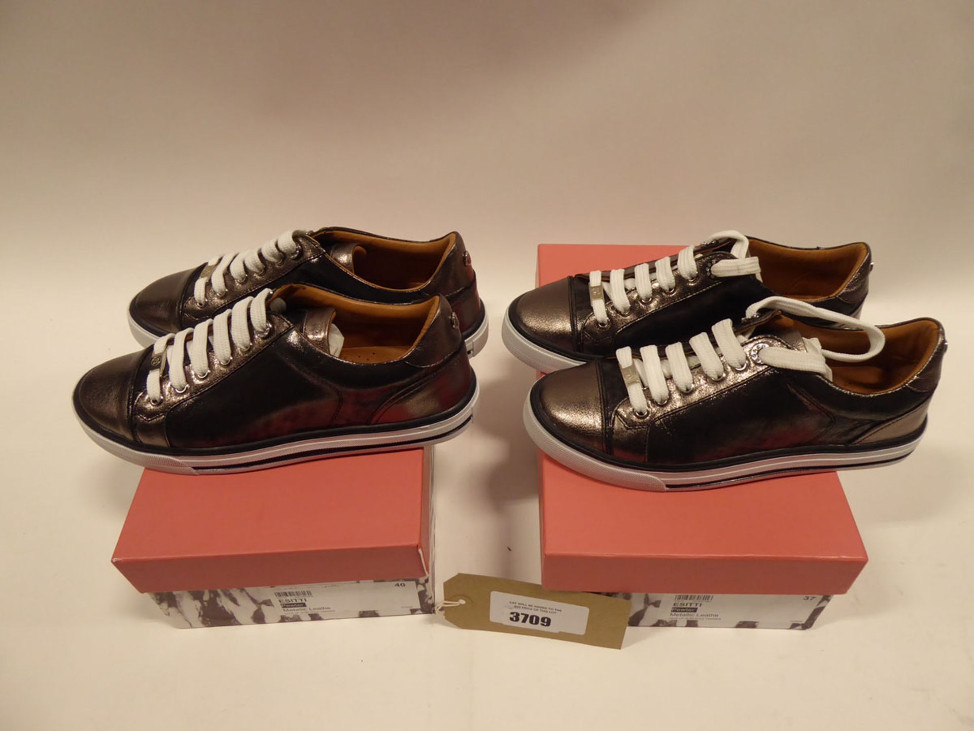 2 pairs of Moda in Pelle Esitti leather trainers sizes EI 40 and 37