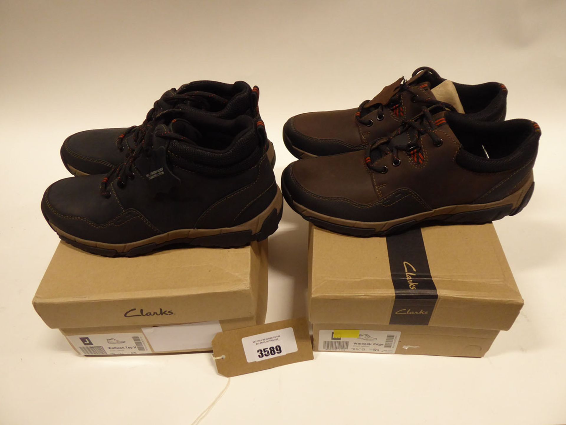 2 pairs of Clarks shoes to include Walbeck Edge walking shoes size 8.5 and Walbeck Top II walking