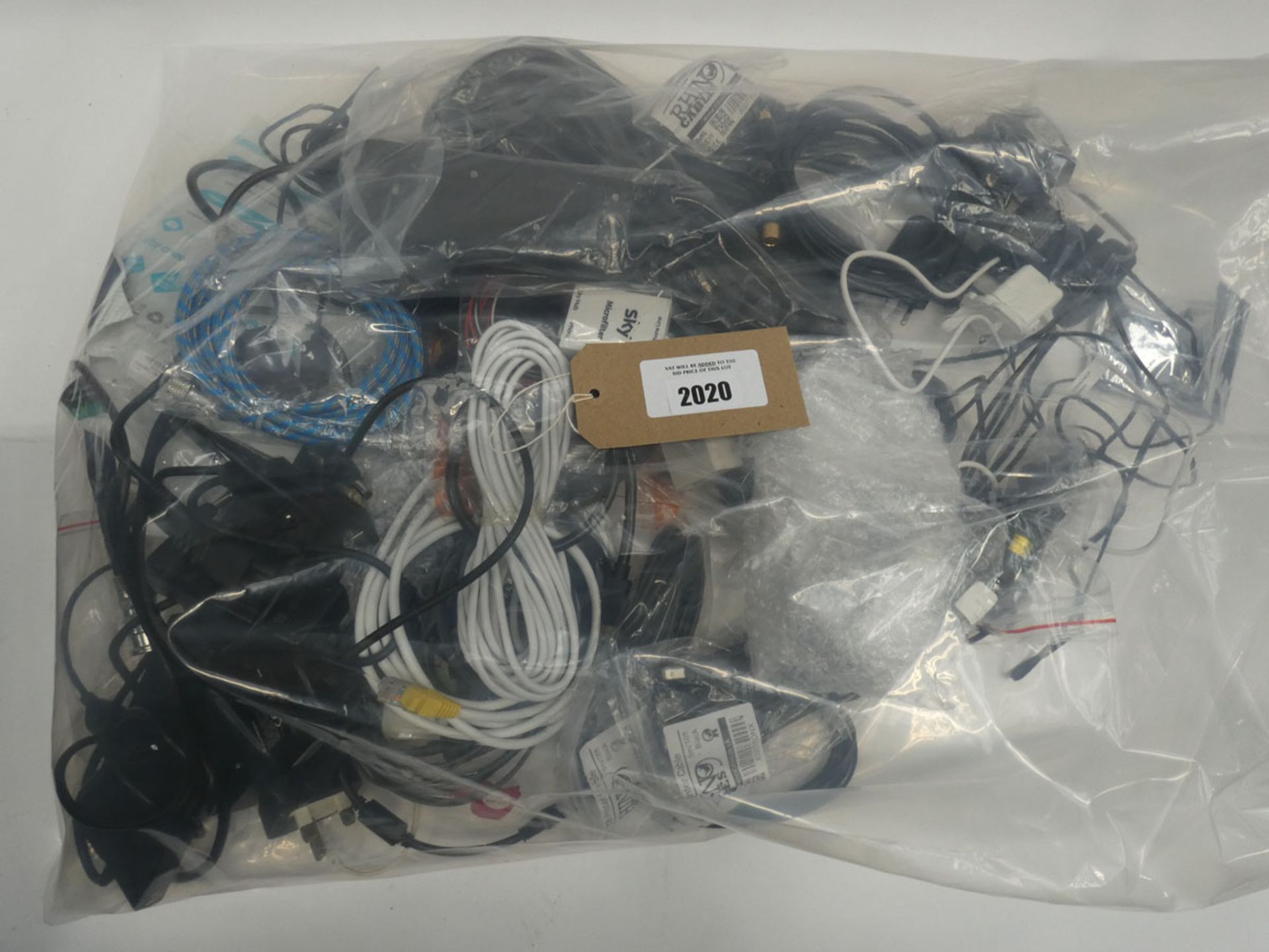 Bag containing various leads, cables and PSUs