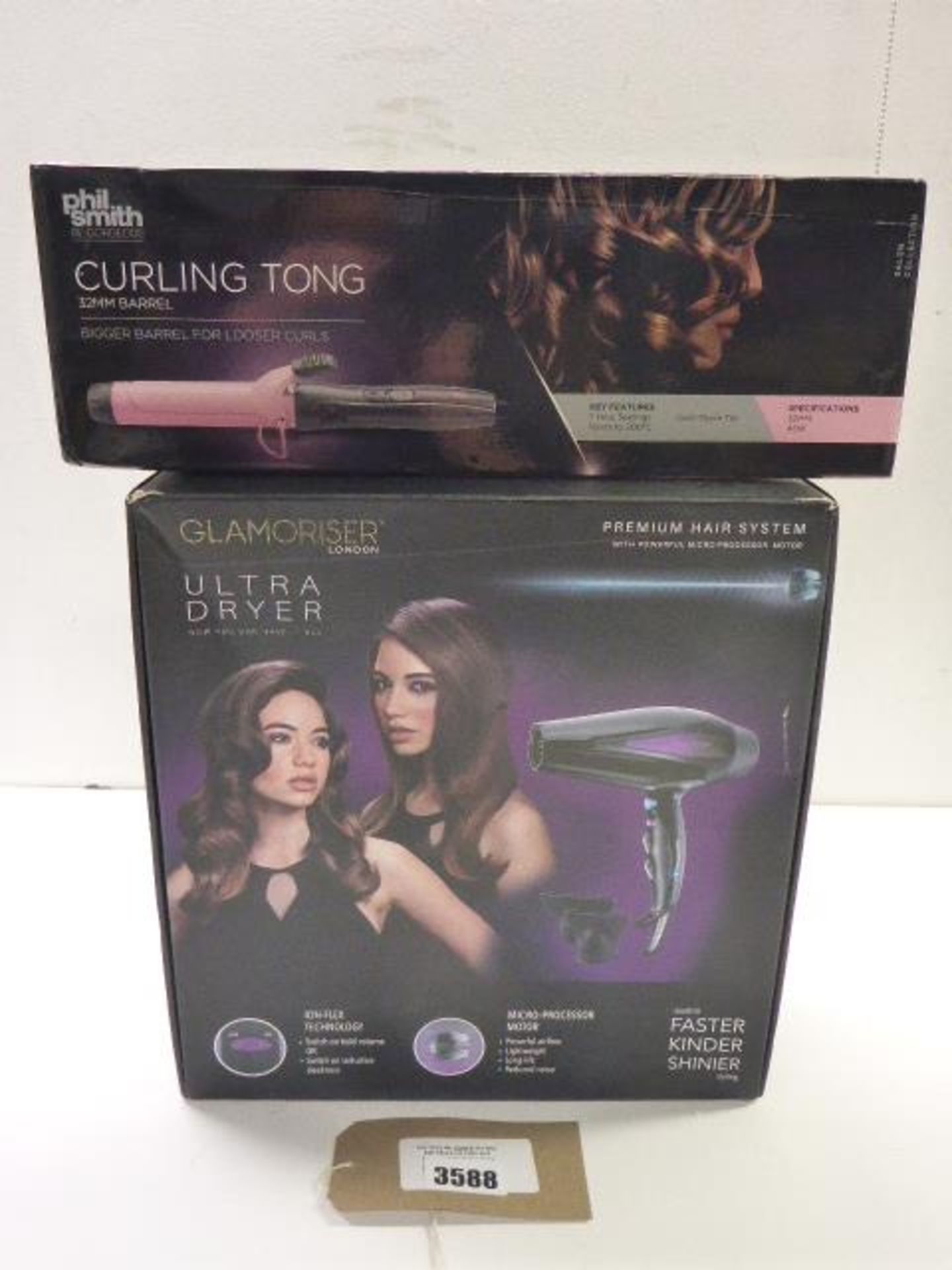 Phil Smith curling tongs and Glamoriser Ultra dry hair dryer