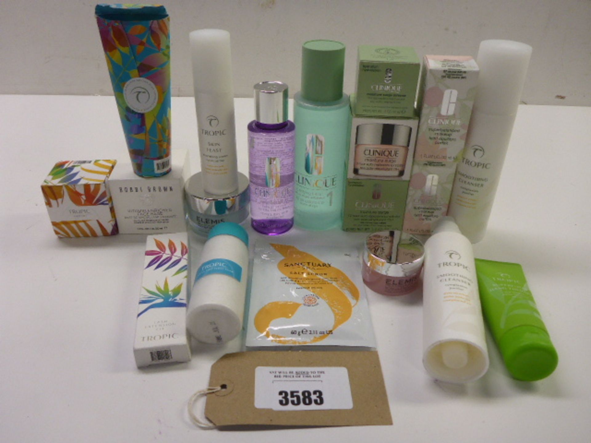 Selection of Tropic, Clinique, Elemis, Bobbi Brown, Elemis and other beauty products