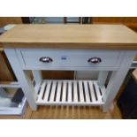 5056 - White painted oak hall table with single drawer and shelf under (17)