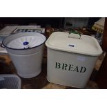 Enamelled bread bin plus pail