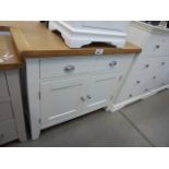 Cream painted oak top sideboard with 2 drawers and 2 cupboards (41) Height: 85cm x Width: 100cm x