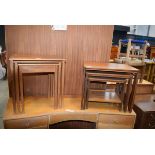 2 Nest of teak finish side tables In need of attention