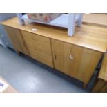 Large oak 20th Century design inspired sideboard with 3 drawers and 2 cupboards (12) Good condition