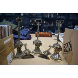 5 brass door stops Height: 40cm