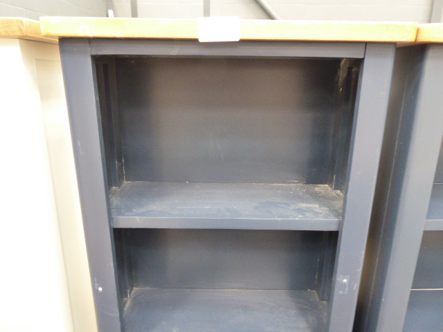 Blue painted tall narrow open front bookcase (28) - Image 2 of 2