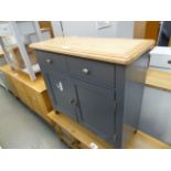 Blue painted sideboard with oak top 2 doors and 2 cupboards (16)