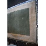 (1) Large carpet in green and cream ground with Grecian style border, approx 200 x 250cm