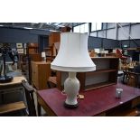 Glazed ceramic table lamp and shade Working order unknown