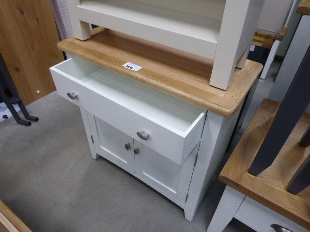 White painted oak top small sideboard with drawer and 2 door cupboard under (5) - Image 2 of 4