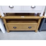 Large oak corner TV audio unit with shelf and drawer (15)