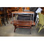 Mid 20th Century faux rosewood and metal framed trolley with magazine rack under and a similar