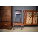 Rustic hardwood coffee table and mahogany finished bedside table