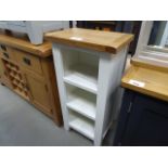 White painted oak top narrow 3 shelf bookcase (35)