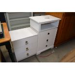 2 white painted bedside cabinets