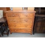 An Early 20th century satin walnut chest of 2 short and 3 long drawers Heavy wear, in need of