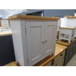 Grey painted oak top 2 door cupboard (15)