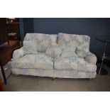 Multi York pale green and cream tulip patterned 3 seater sofa with scatter cushions