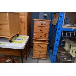 Pair of pine 3 drawer bedside cabinets