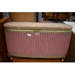 Pink painted Lloyd Loom style ottoman