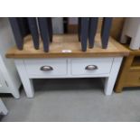 White painted oak top coffee table with 4 drawers under (26)