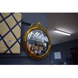 Circular convex mirror in brass frame